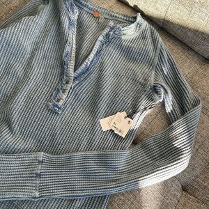 Free People blue gray thermal long sleeve t